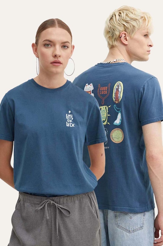 Βαμβακερό μπλουζάκι Kaotiko βαμβάκι μπλε AM010.01.G002