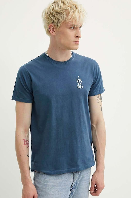 Βαμβακερό μπλουζάκι Kaotiko AM010.01.G002 μπλε SS24