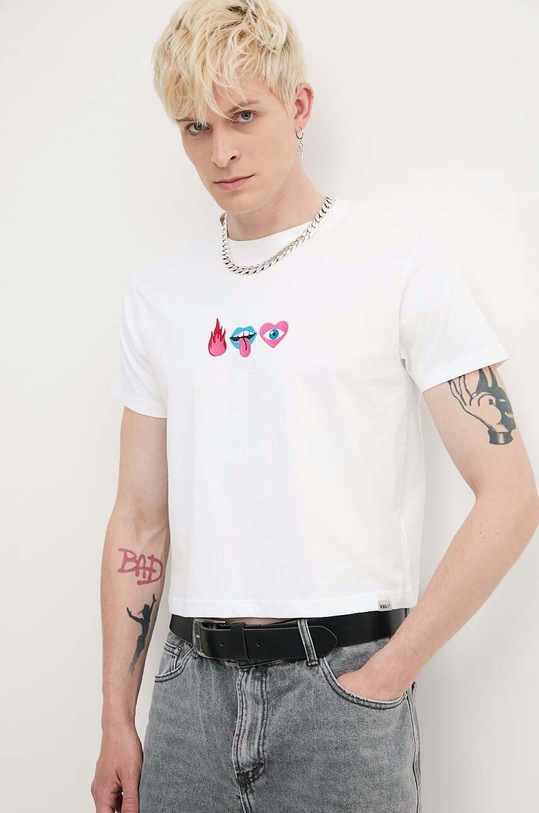 Βαμβακερό μπλουζάκι Kaotiko AM074.01.M002 λευκό SS24