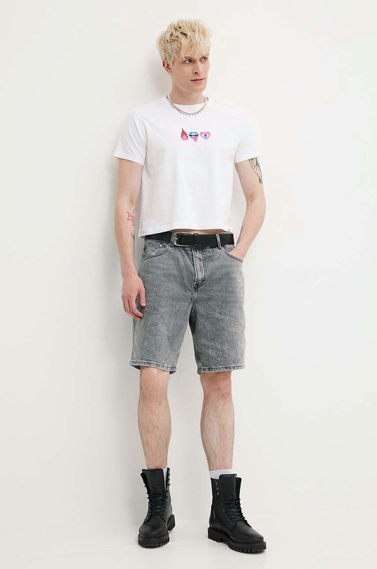 Βαμβακερό μπλουζάκι Kaotiko λευκό AM074.01.M002