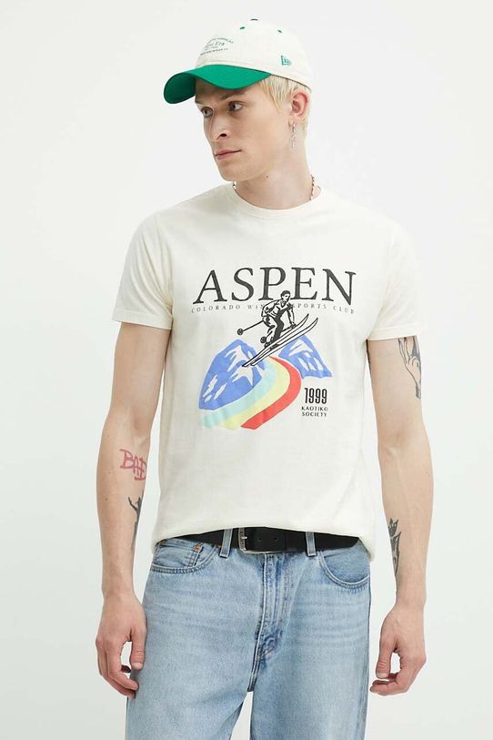 Kaotiko t-shirt bawełniany AN007.01.G002 beżowy SS24
