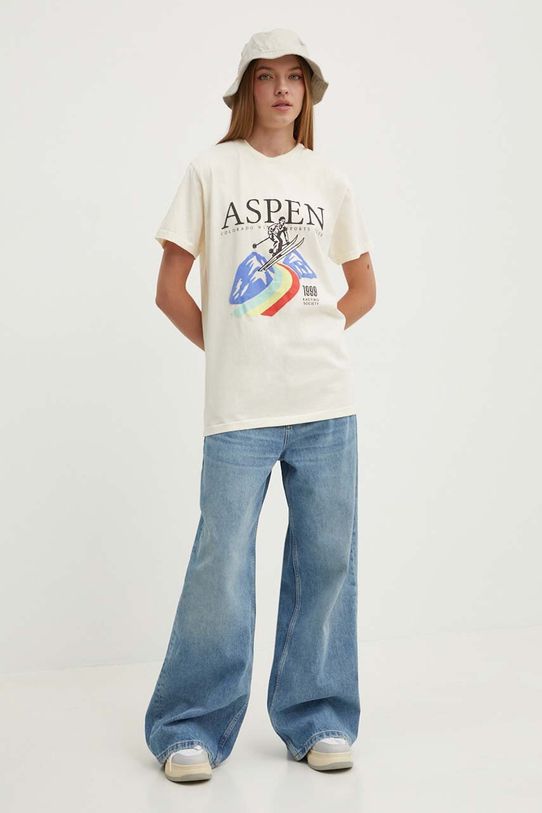 Kaotiko t-shirt bawełniany AN007.01.G002 beżowy