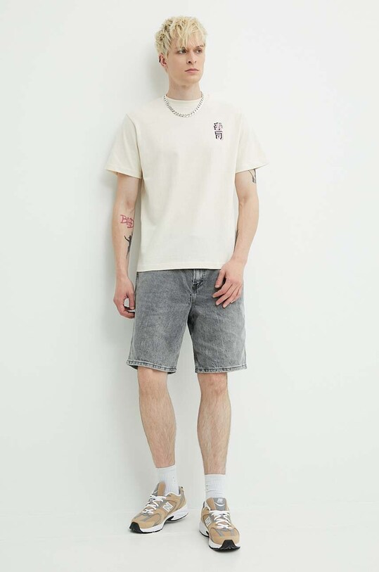 Bavlnené tričko Kaotiko AN014.01S.G00 béžová SS24