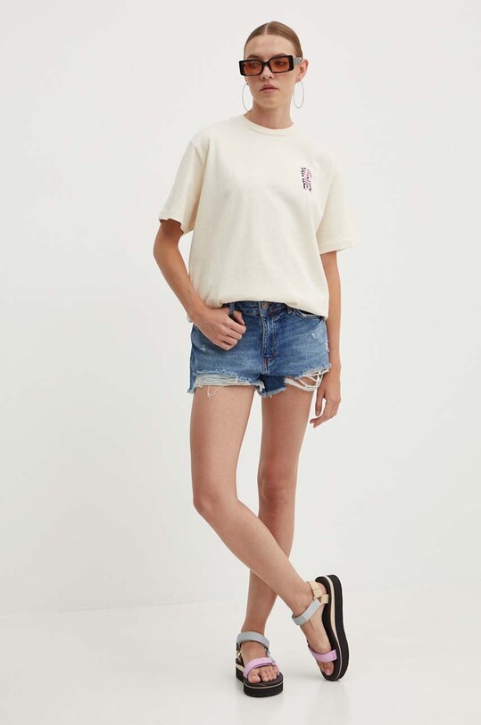 Oblečenie Bavlnené tričko Kaotiko AN014.01S.G00 béžová