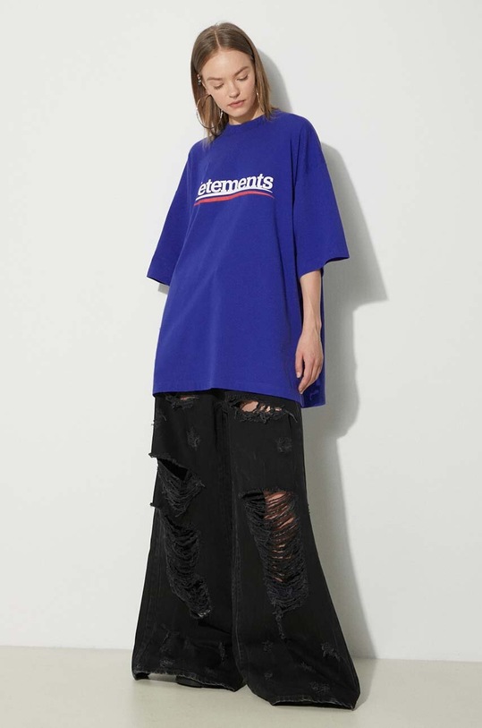 Pamučna majica VETEMENTS Campaign Logo T-Shirt UE64TR440N plava SS24