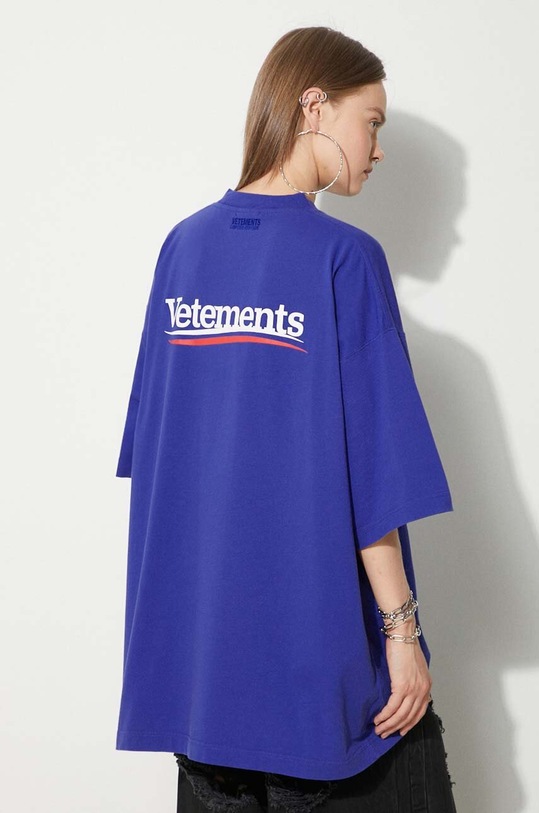 Pamučna majica VETEMENTS Campaign Logo T-Shirt plava UE64TR440N