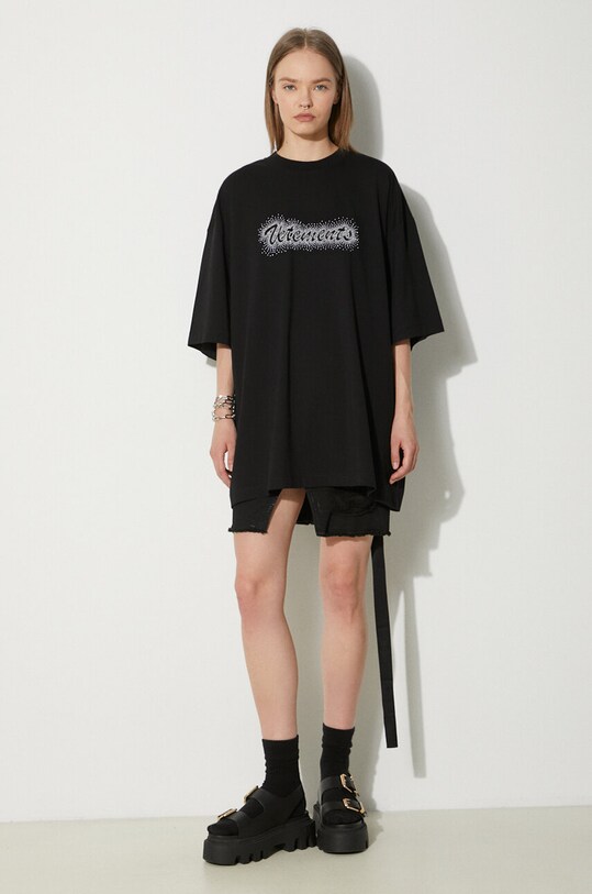 Бавовняна футболка VETEMENTS Bling Logo T-Shirt UE64TR360B чорний SS24