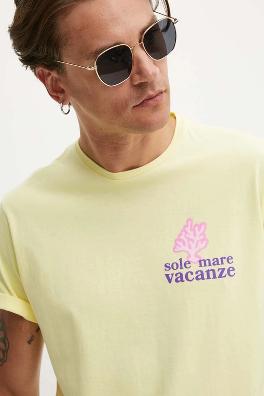 Drivemebikini t-shirt bawełniany Sole Mare Vacanze 2024.DRV.010.LY żółty SS24