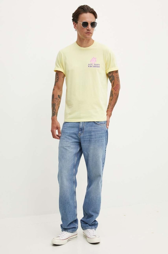 Drivemebikini tricou din bumbac Sole Mare Vacanze galben 2024.DRV.010.LY