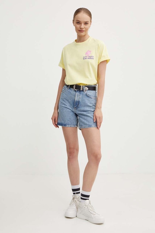 Drivemebikini tricou din bumbac Sole Mare Vacanze 2024.DRV.010.LY galben