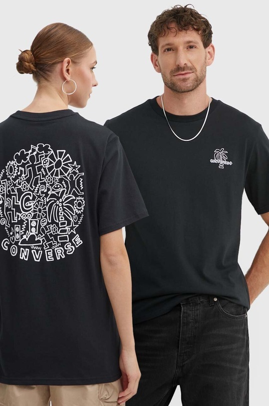 Converse t-shirt bawełniany nadruk czarny 10027155.A01