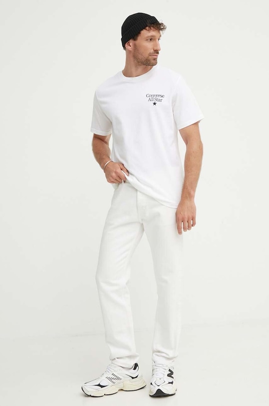 Bavlnené tričko Converse 10026461.A02 biela SS24