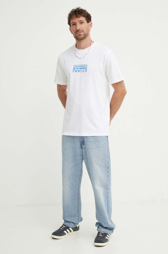 Converse t-shirt bawełniany 10026440.A02 biały SS24