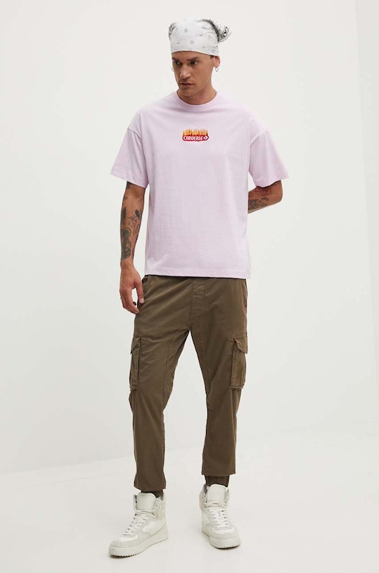 Bavlnené tričko Converse 10026466.A03 ružová SS24