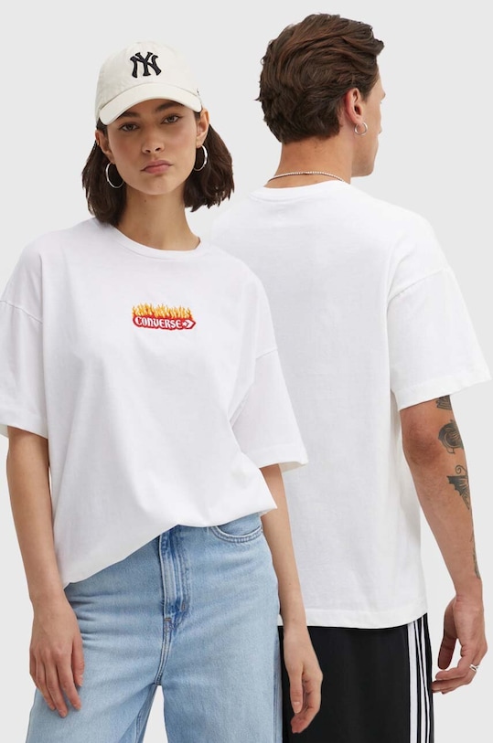 Converse tricou din bumbac imprimeu alb 10026466.A01