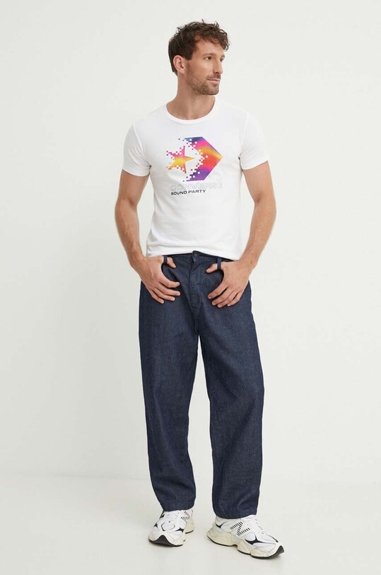Bavlnené tričko Converse 10026364.A04 béžová SS24
