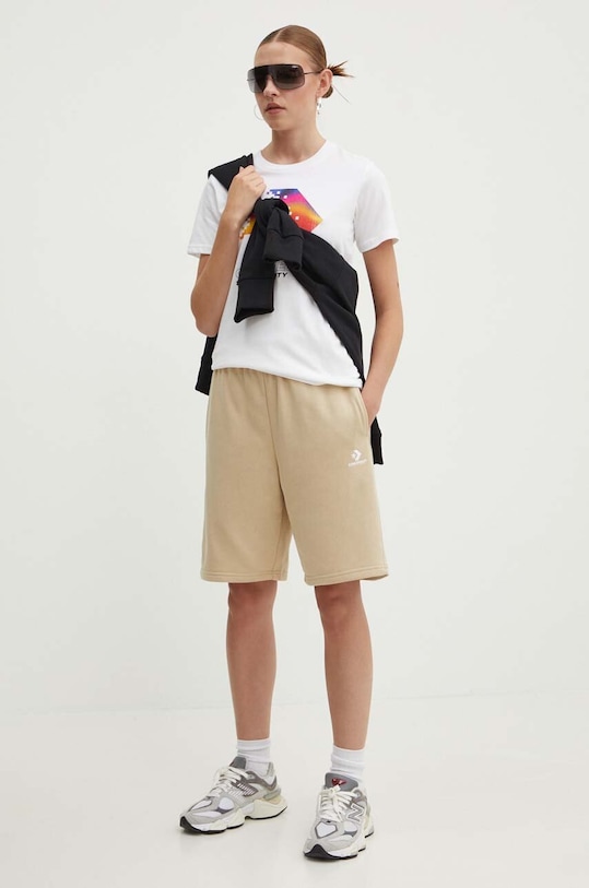 Odzież Converse t-shirt bawełniany 10026364.A04 beżowy