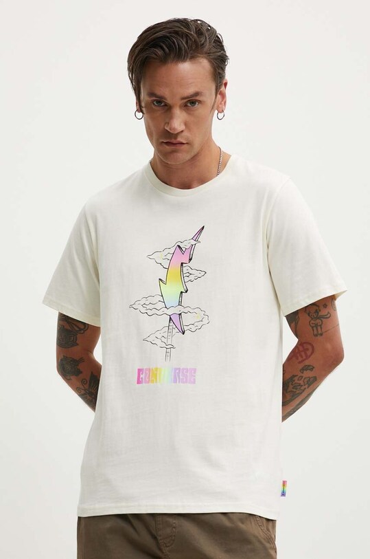 Памучна тениска Converse PRIDE бежов 10027208.A01
