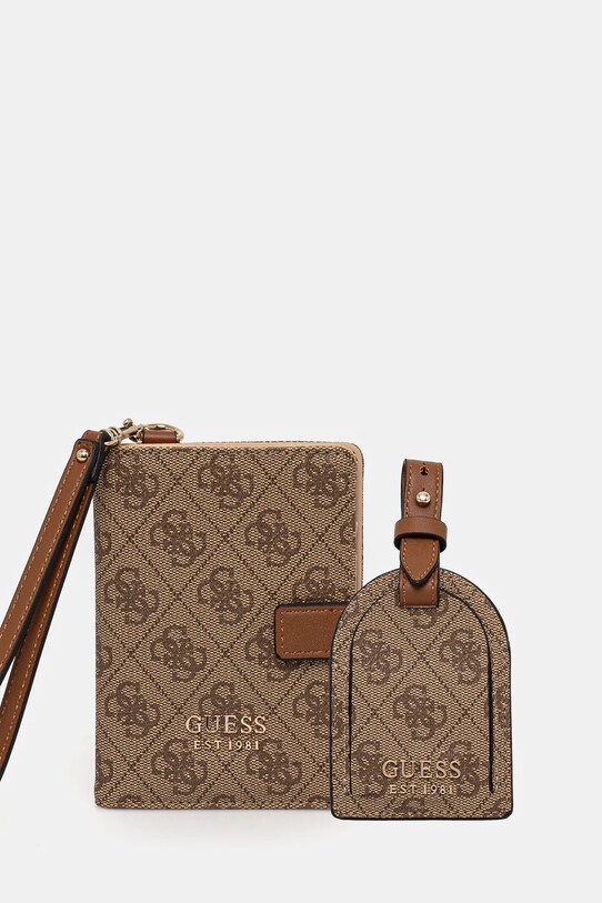 Чохол для паспорта та багажна бирка Guess Orlina Gift Box коричневий TWX953.10370