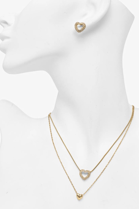 Κολιέ και σκουλαρίκια Guess BELOVED JUBS05.076JW χρυσαφί