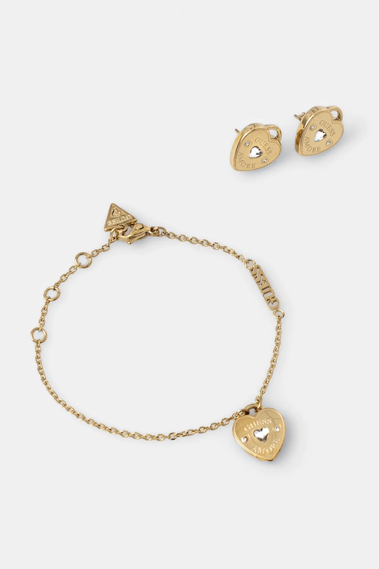 Zapestnica in uhani Guess AMORE Darilna škatla zlata JUBS05.079JW