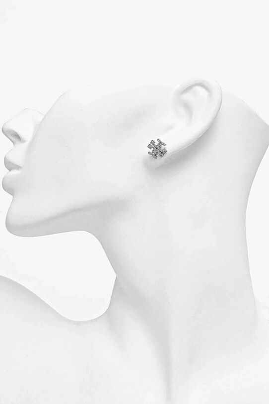 Tory Burch cercei Kira Pave Stud 158535.042 argintiu SS25