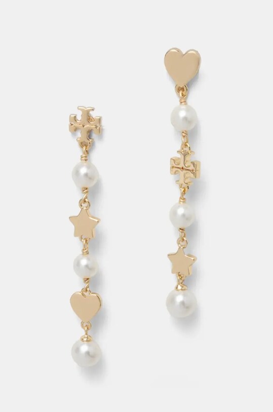 Σκουλαρίκια Tory Burch Kira Linear Pearl χρυσαφί 167336.137