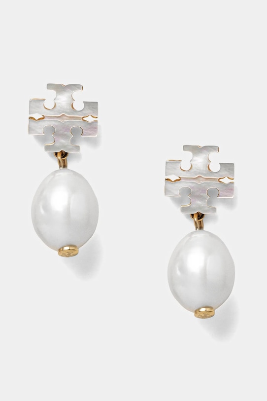 Tory Burch kolczyki Kira Mother of Pearl biały 168009.700