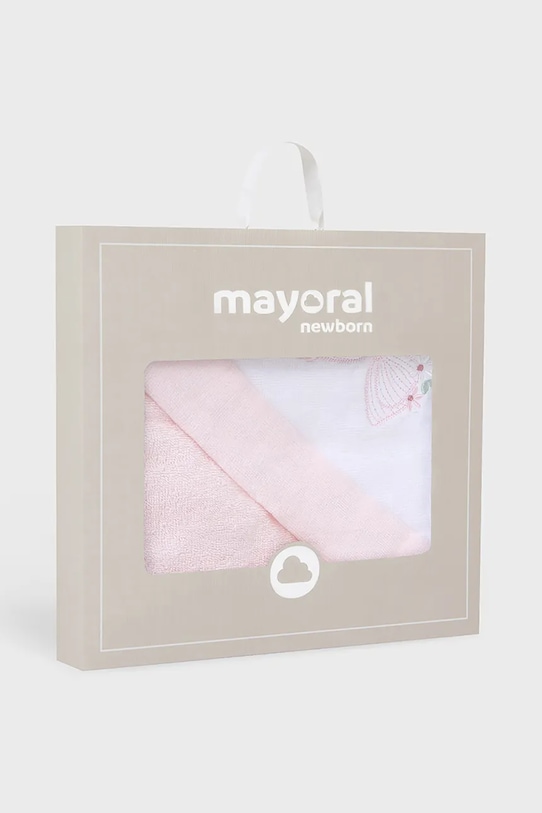 Mayoral Newborn ręcznik z kapturem bawełniany niemowlęcy różowy 9917.G.2G.Newborn.PPYH