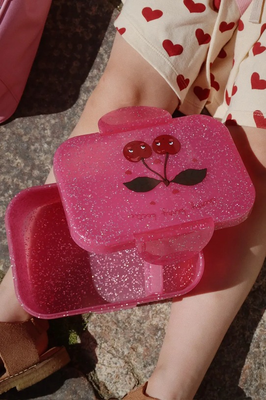 Konges Sløjd cutie de prânz pentru copii LUNCH BOX GLITTER roz KS102744