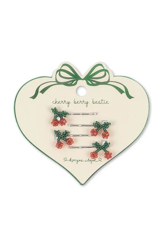 Konges Sløjd spinki do włosów dziecięce 4 PACK MINI CHERRY HAIR PIN czerwony KS103215