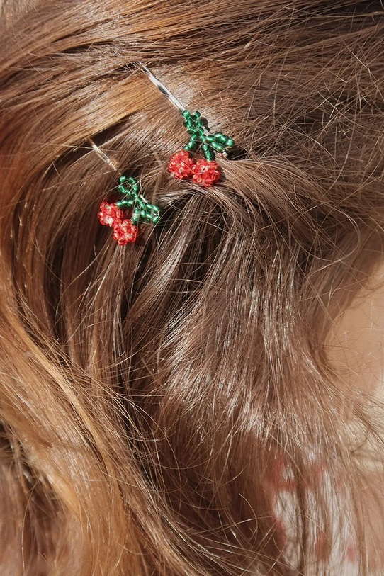 Konges Sløjd spinki do włosów dziecięce 4 PACK MINI CHERRY HAIR PIN czerwony KS103215