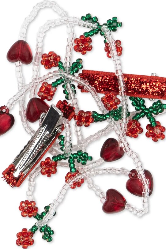 Παιδικά κλιπ μαλλιών Konges Sløjd 2 PACK PEARLY TASSEL HAIR CLIP κόκκινο KS103225