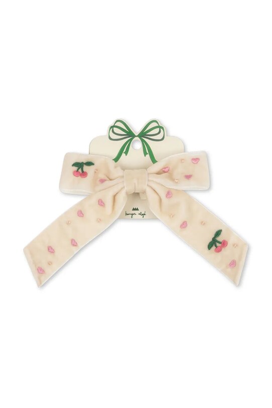Заколка для волос Konges Sløjd VELVET BOW PEARLY HAIR CLIP KS103208 бежевый SS25