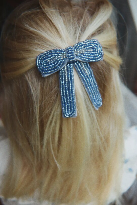 Детская заколка для волос Konges Sløjd CELEBRATION PEARL BOW HAIR CLIP голубой KS103573