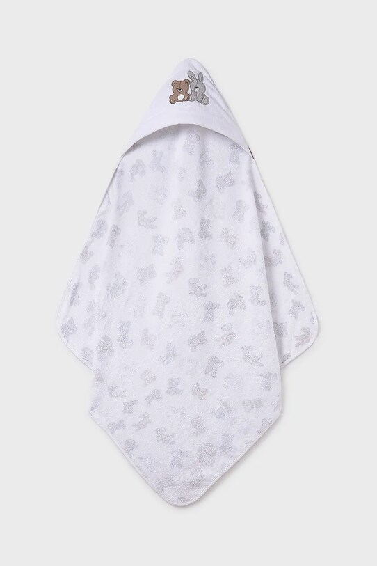 Дитячий бавовняний рушник з капюшоном Mayoral Newborn Для немовлят білий 9917.2G.Newborn.PPYH