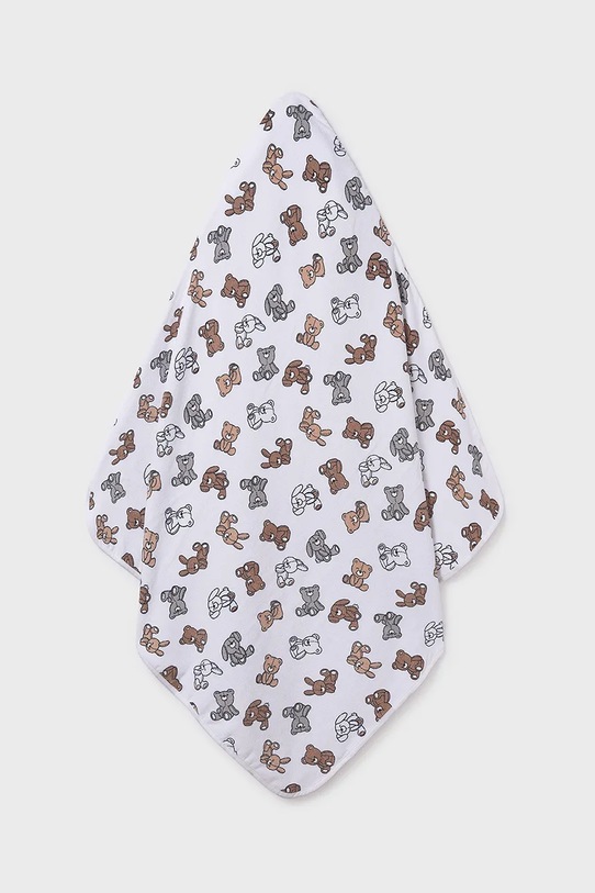 Детское хлопковое полотенце с капюшоном Mayoral Newborn 9917.2G.Newborn.PPYH белый SS25
