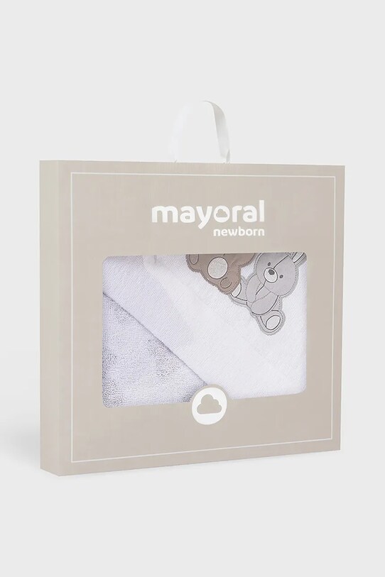 Детское хлопковое полотенце с капюшоном Mayoral Newborn белый 9917.2G.Newborn.PPYH