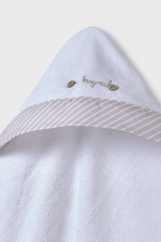 Chłopiec Mayoral Newborn ręcznik z kapturem bawełniany niemowlęcy 9917.2G.Newborn.PPYH beżowy