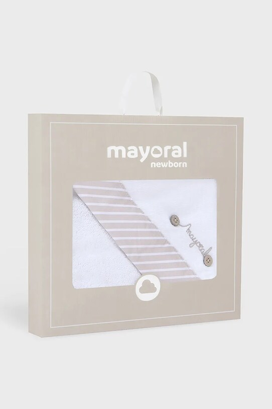 Mayoral Newborn ręcznik z kapturem bawełniany niemowlęcy beżowy 9917.2G.Newborn.PPYH