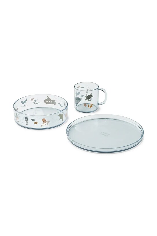 Liewood set de cină pentru copii Siva Printed Tritan Tableware Set albastru LW19969