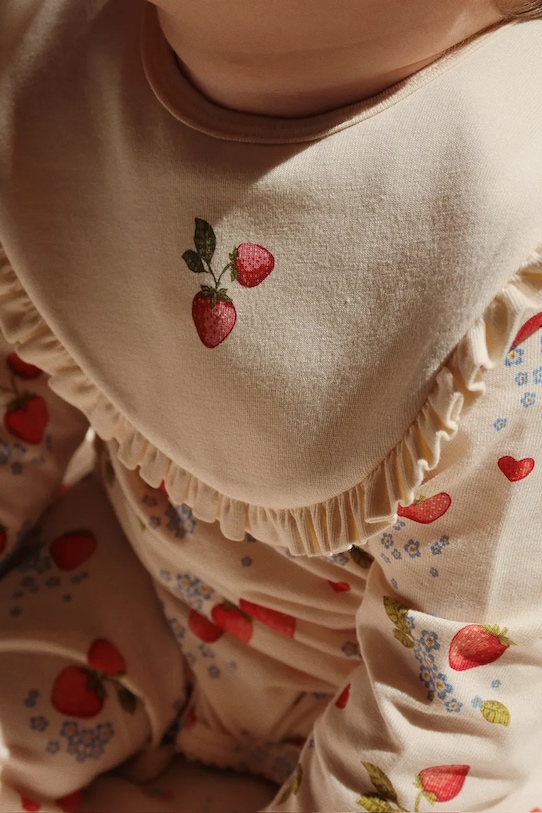 Chłopiec Konges Sløjd śliniak niemowlęcy BASIC 2 PACK FRILL BIB 2-pack KS102250 beżowy