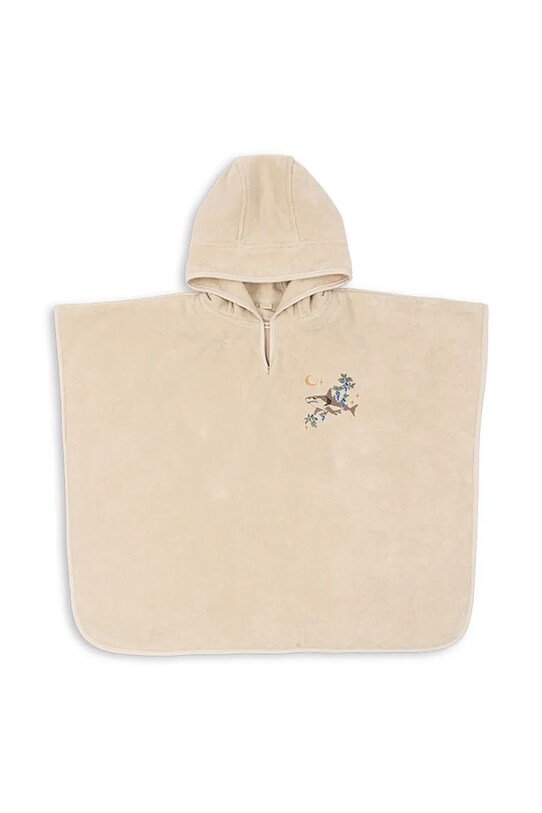 Pamučni kućni ogrtač za bebe Konges Sløjd TERRY PONCHO EMBROIDERY GOTS bež KS102809