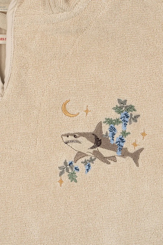 Pamučni kućni ogrtač za bebe Konges Sløjd TERRY PONCHO EMBROIDERY GOTS bež KS102809