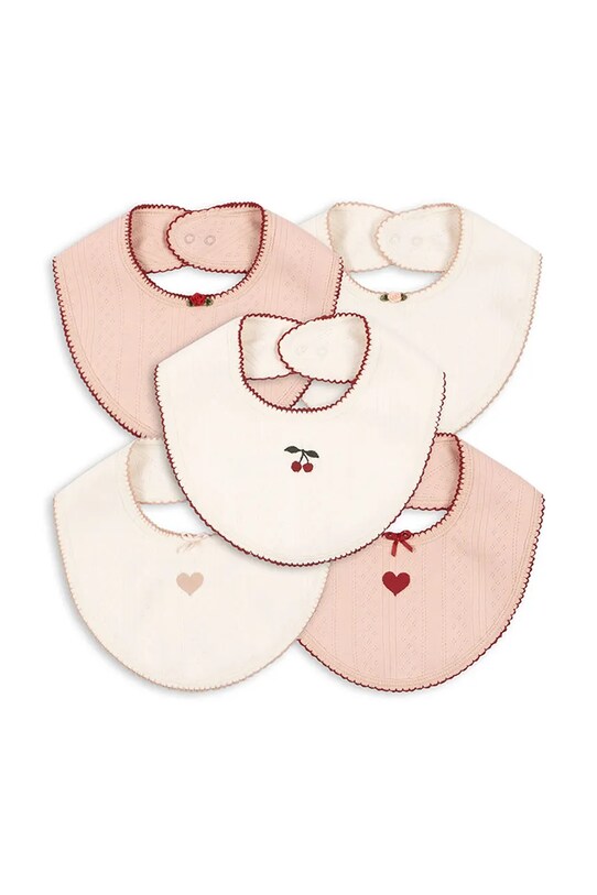 Konges Sløjd śliniak niemowlęcy MINNA 5 PACK BIB 5-pack Produkt niemowlęcy beżowy KS102815