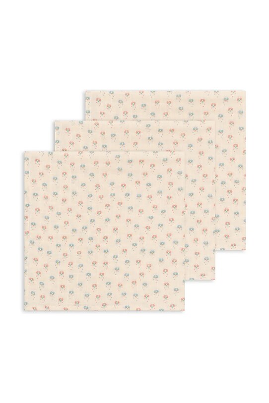 Konges Sløjd pieluszka niemowlęca 3 PACK MUSLIN CLOTH GOTS 3-pack Produkt niemowlęcy beżowy KS102361