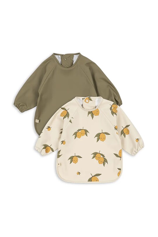 Detský podbradník Konges Sløjd 2 PACK DINNER BIB WITH SLEEVES 2-pak 2-pak béžová KS102624
