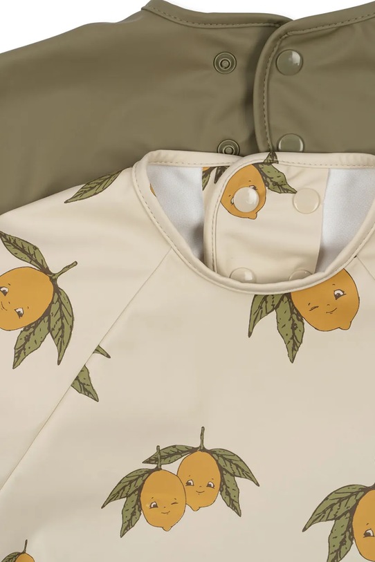 Detský podbradník Konges Sløjd 2 PACK DINNER BIB WITH SLEEVES 2-pak KS102624 béžová SS25