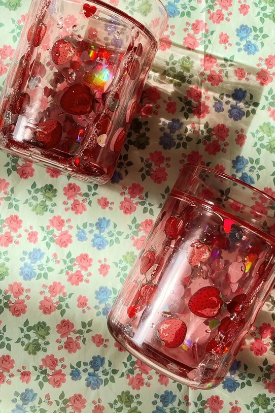 Chłopiec Konges Sløjd kubek dla dzieci 2 PACK GLITTER CUPS 2-pack KS102642 czerwony