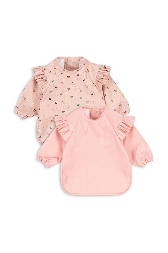 Dětský podbradník Konges Sløjd 2 PACK DINNER BIB WITH SLEEVES AND FRILL 2-pack 2-pack růžová KS103157